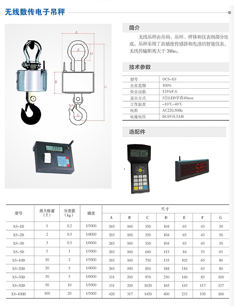 40吨无线吊钩秤